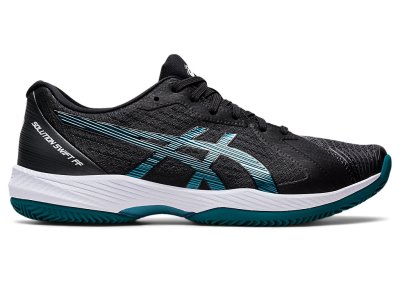 Asics Solution Swift FF Clay Tenis Ayakkabısı Erkek Siyah Açık Mavi Koyu Yeşil | TR7748-416